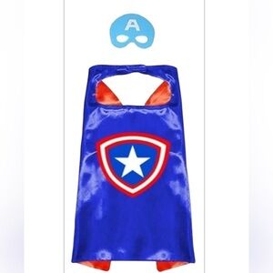 AVENGERS Superhero Themed Halloween Cape and Mask Set - Blue and Red 3-10Y